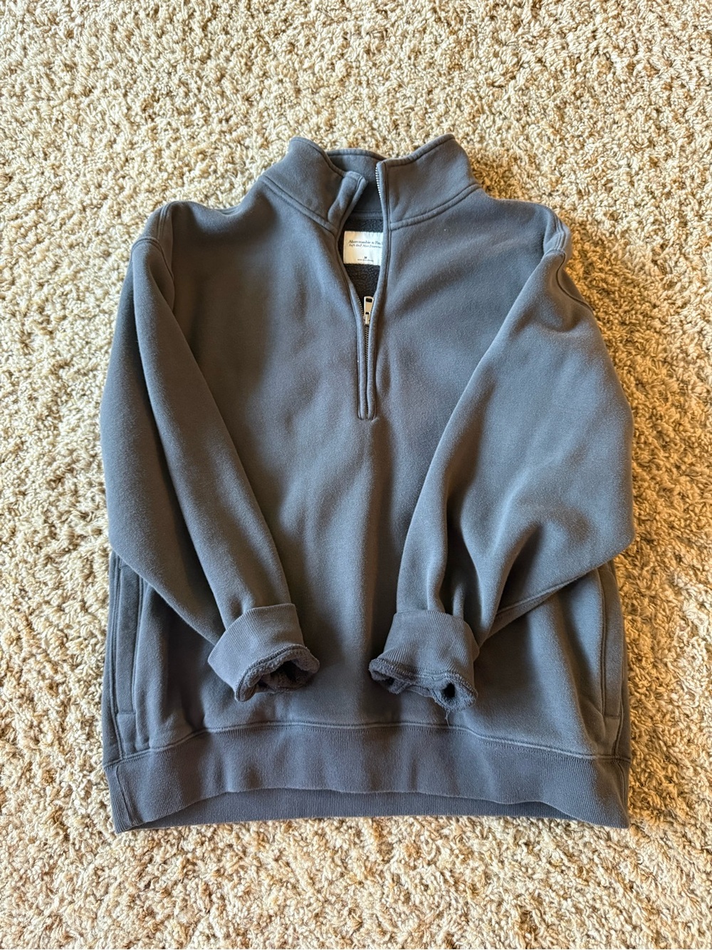Abercrombie & Fitch Charcoal Gray Half-Zip Fleece Pullover